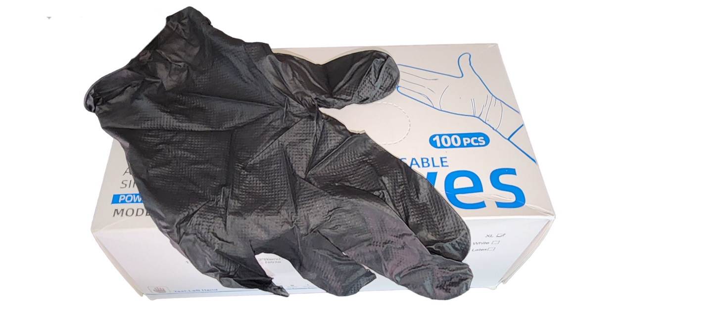 8 Mil THICK Diamond Pattern Nitrile Gloves 100pcs (Black)