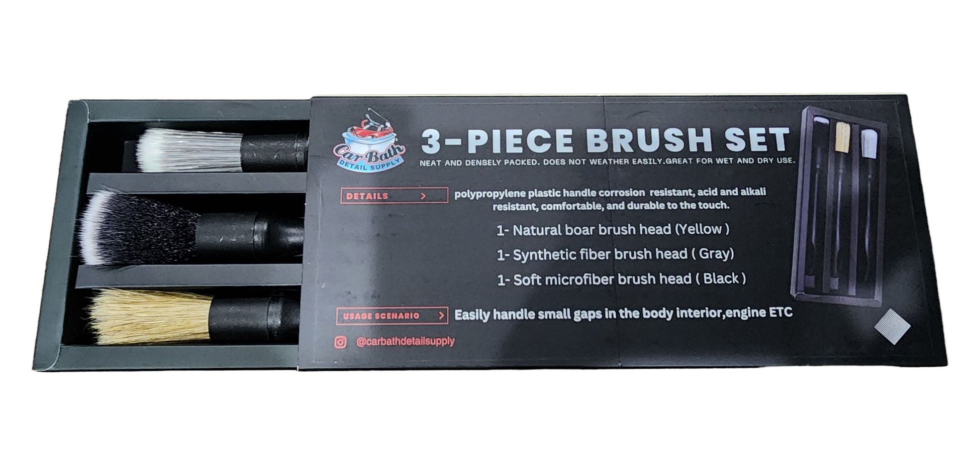 Finest engine brush | 360° brush head, durable PP handle and PP bristles