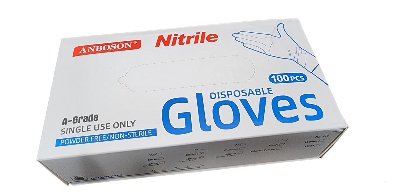 5 Mil Black Nitrile Gloves 100pcs (Black)